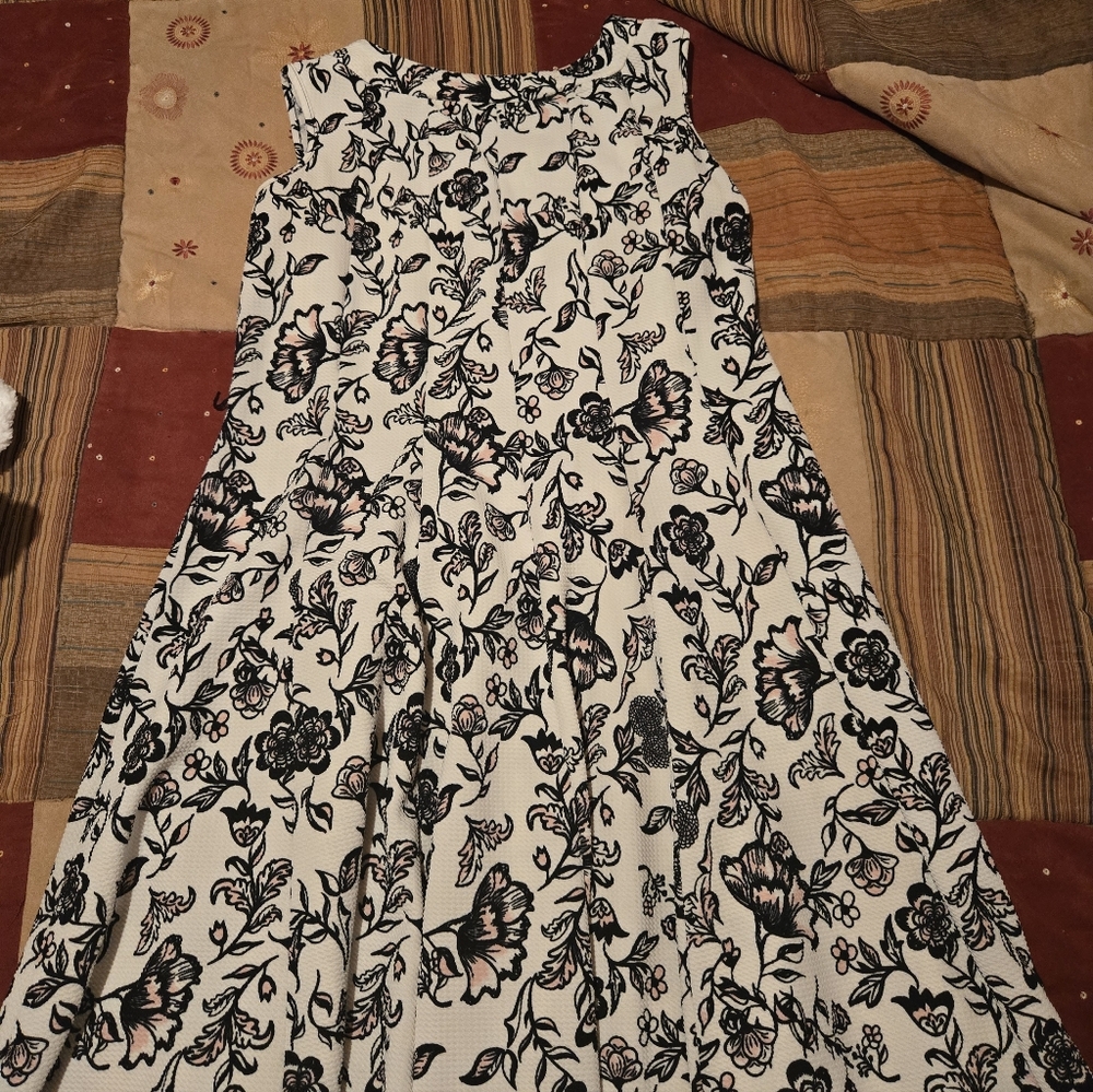 Spring Floral Black and White Dress